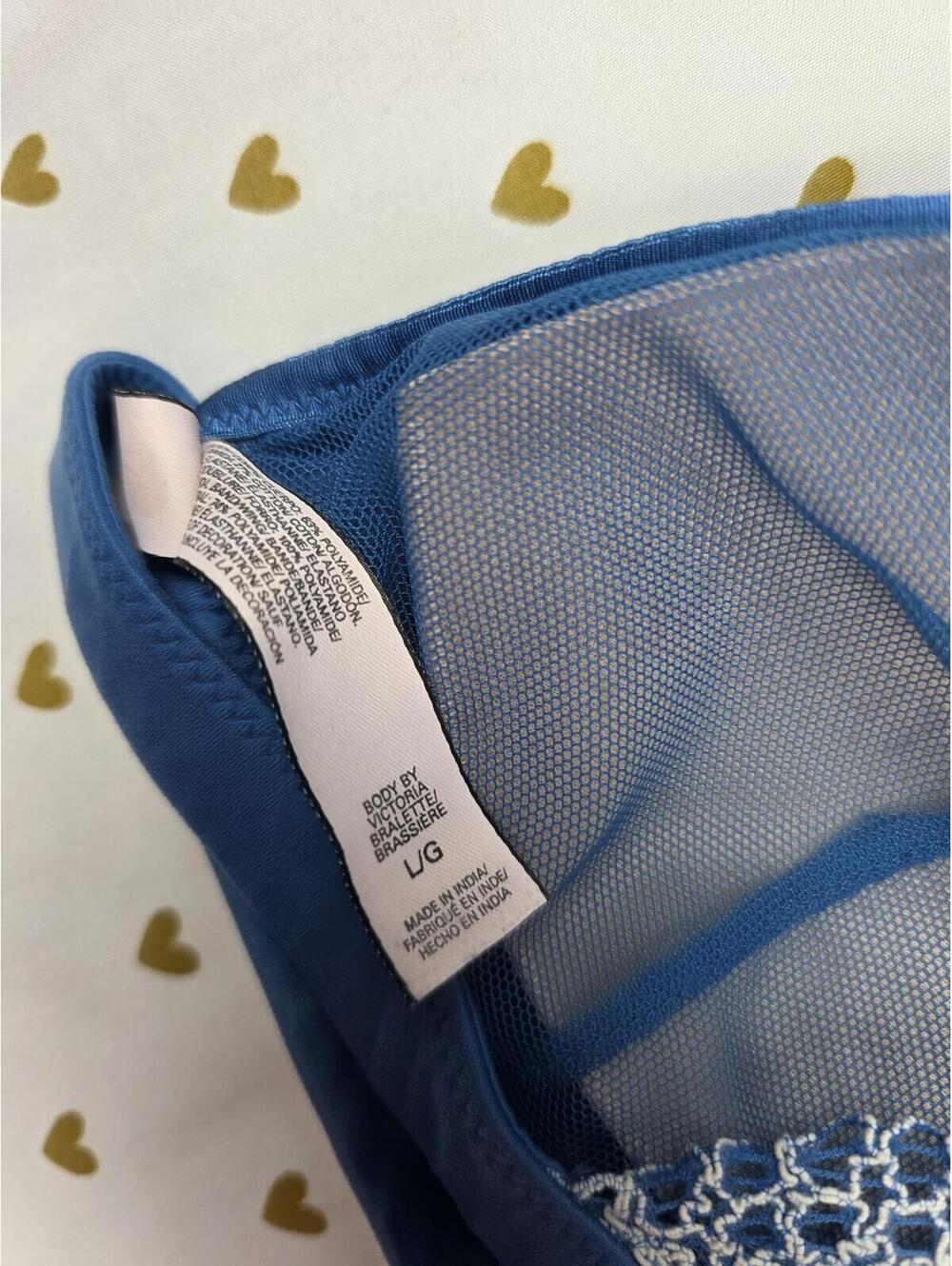 Victorias Secret Blue Lacey Triangle LARGE Bralette Bra Top Tank - Picture 4 of 4